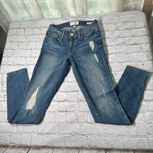 Frame Denim Jeans Women 25 Le Skinny de Jeanne Mid Rise distressed Blue Med Wash